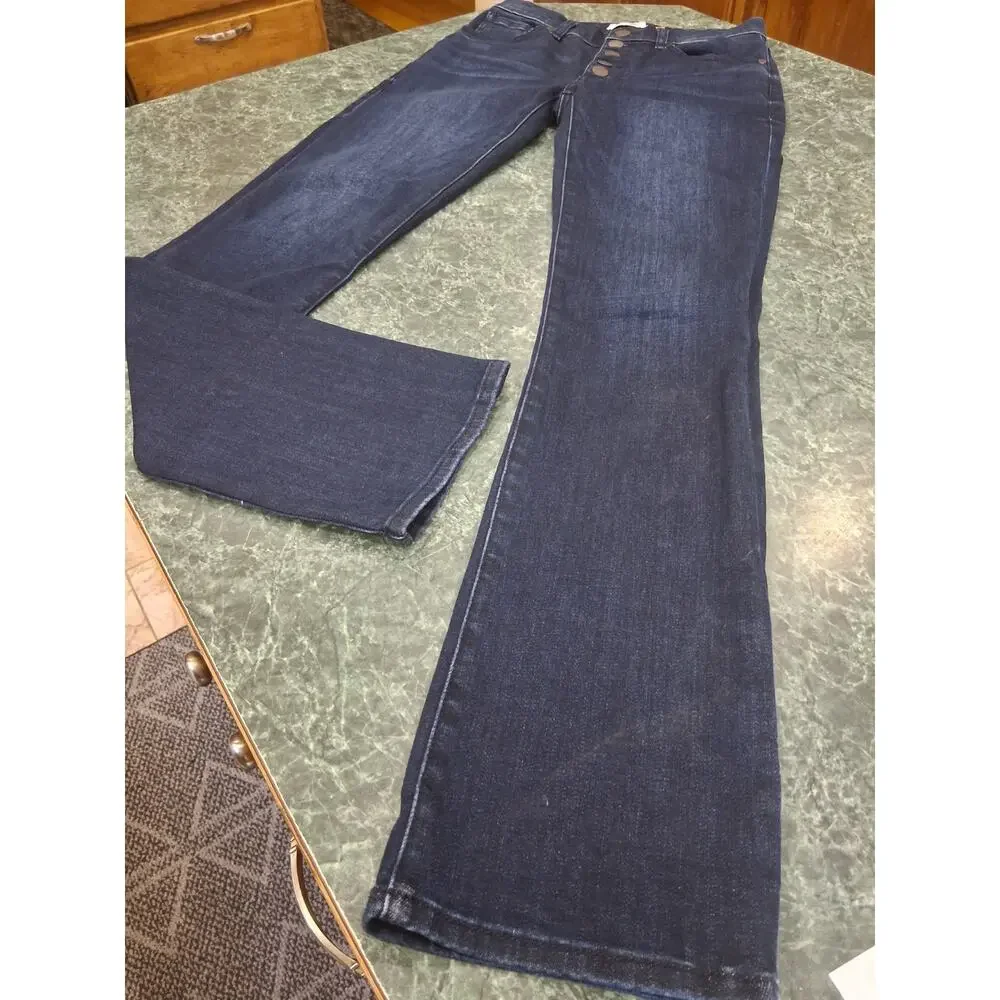 Cabi Dark Wash Exposed Button Fly Straight Denim Jeans Size 0 Retro Y2k Grunge - Picture 2 of 11